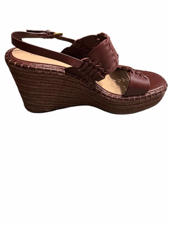 Veronica Beard Chestnut Woven Leather Espadrille Wedges - Picture 6 of 9